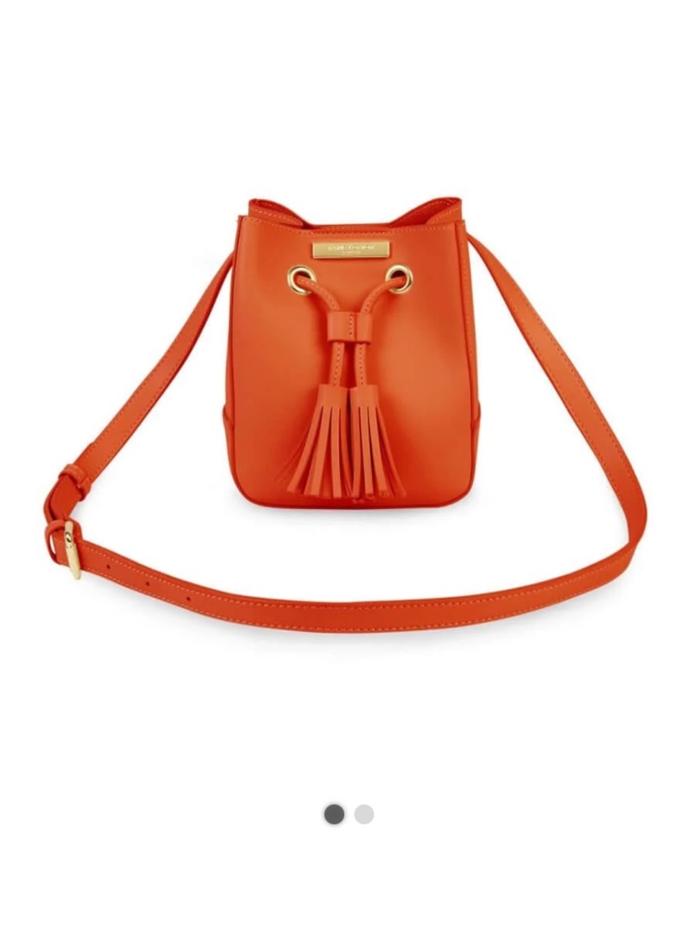 Contrast Stitch Orange Bucket Bag with Tassel Drawstring - Picture 12 of 13